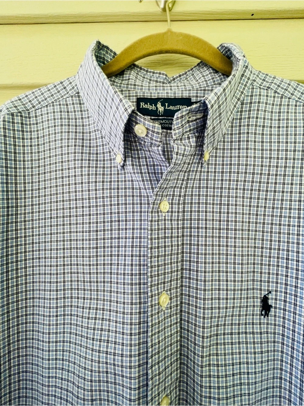 Polo Ralph Lauren Yarmouth Blue, Black & White Check Shirt Size 17 32/33